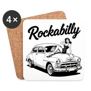Rockabilly Hot Rod Pin-Up Car Classic T-Shirt - Coasters (set of 4) - white - Front