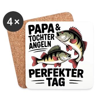 Papa und Tochter angeln zusammen - Untersetzer (4er-Set) - Weiß - Vorne