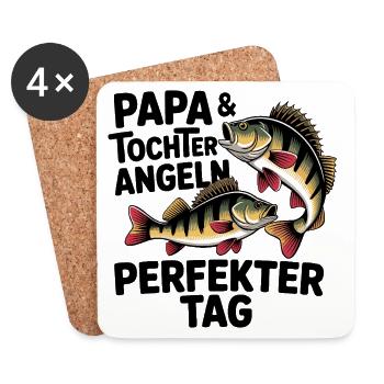 Papa und Tochter angeln zusammen - Untersetzer (4er-Set) - Weiß - Vorne
