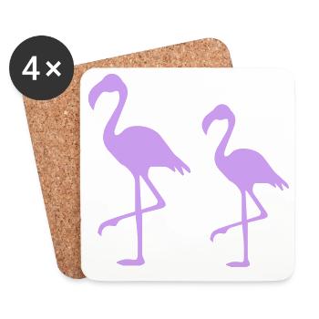 Two Flamingos Silhouettes Purple - Coasters (set of 4) - white - Front
