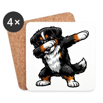 Tamponnage du chien de montagne bernois - Dessous de verre (lot de 4) - blanc - Devant