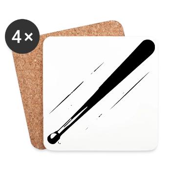 Croquis de batte de baseball - Dessous de verre (lot de 4) - blanc - Devant