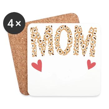 Mom Life Leopard Heart Motif for Stylish Mothers - Coasters (set of 4) - white - Front