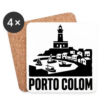Porto Colom Silhouette Wahrzeichen - Untersetzer (4er-Set) - Weiß - Vorne