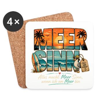 Meer Sinn - Sehnsucht nach Meer und Strand  - Untersetzer (4er-Set) - Weiß - Vorne