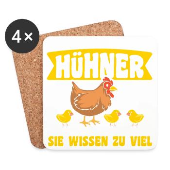 Hühnerflüsterer Huhn Hühnerhalter Hühner - Untersetzer (4er-Set) - Weiß - Vorne