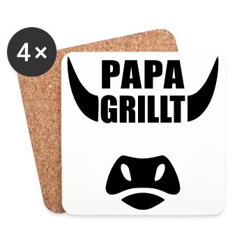 Papa Grillt BBQ - Untersetzer (4er-Set) - Weiß - Vorne