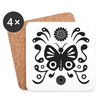 Boho-Schmetterling L matt schwarz - Untersetzer (4er-Set) - Weiß - Vorne