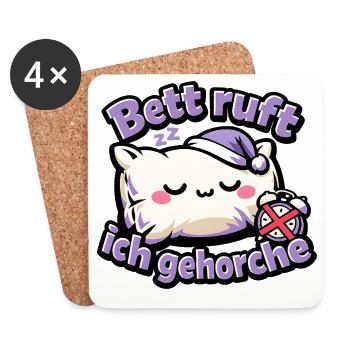 Schlafende Kuschelkatze Bettruf - Untersetzer (4er-Set) - Weiß - Vorne