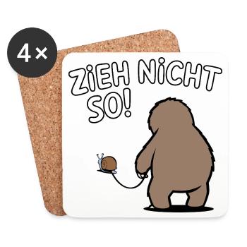 Zieh nicht so! Lustiges Faultier mit Schnecke - Untersetzer (4er-Set) - Weiß - Vorne