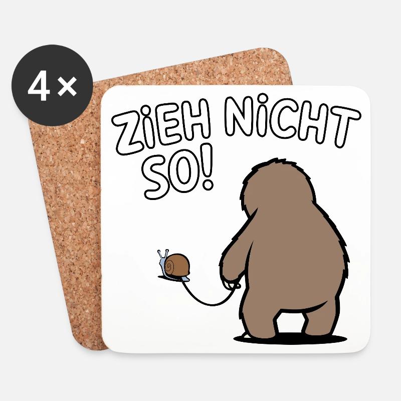 Zieh nicht so! Lustiges Faultier mit Schnecke - Untersetzer (4er-Set) - Weiß