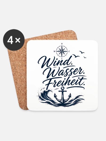 Wind. Wasser. Freiheit- Segelbekleidung Offshore - Untersetzer (4er-Set) - Weiß