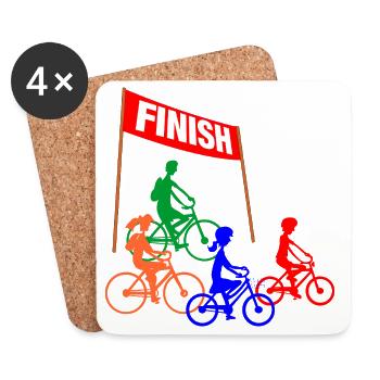 Family Cycling Finish - Coasters (set of 4) - white - Front