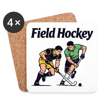 Joueur de hockey sur gazon - Dessous de verre (lot de 4) - blanc - Devant