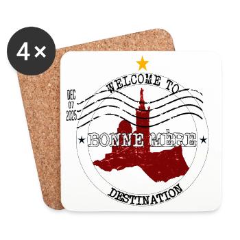 Bonne Mère Marseille - Cachet vintage Notre-Dame  - Dessous de verre (lot de 4) - blanc - Devant