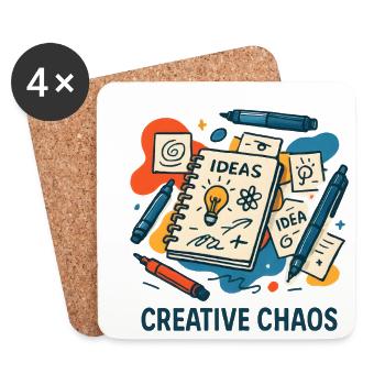 Kreatives Chaos Ideenbuch - Untersetzer (4er-Set) - Weiß - Vorne