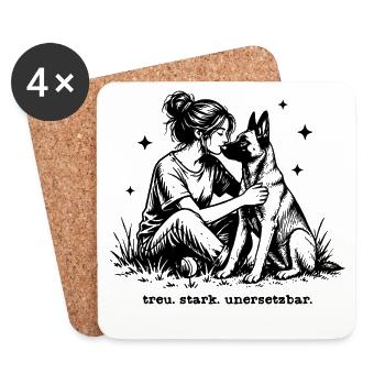 Hund Malinois - Treu - Stark - Unersetzbar - Untersetzer (4er-Set) - Weiß - Vorne