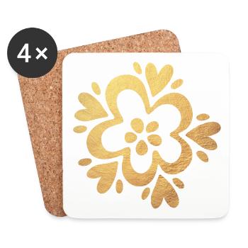 Yoga Gold Blume Flower Power Namaste Luxus Yogi - Untersetzer (4er-Set) - Weiß - Vorne