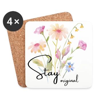 Watercolor Flower Bouquet - Coasters (set of 4) - white - Front