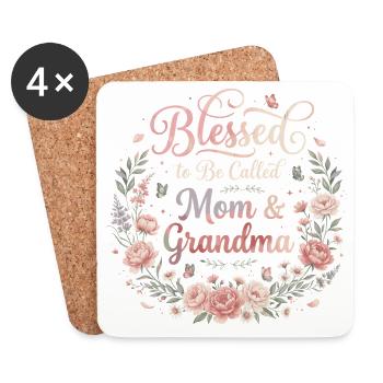 Mom & Grandma | Cadeau Maman et Mamie - Dessous de verre (lot de 4) - blanc - Devant