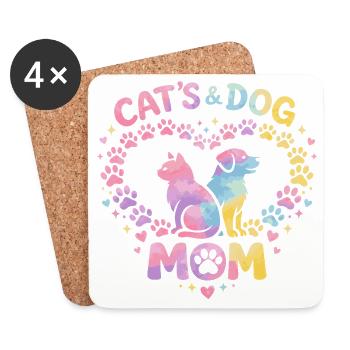 Mommy Cat and Dog Pets Gift Humor - Coasters (set of 4) - white - Front