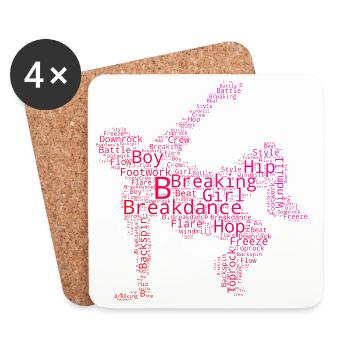 Geschenkidee für den Hip-Hop-Tänzer mit Breakdance - Untersetzer (4er-Set) - Weiß - Vorne