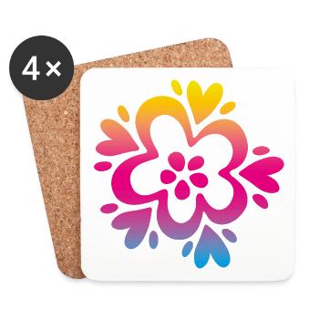 Blume Farbverlauf Flower Mandala Ornament Deko - Untersetzer (4er-Set) - Weiß - Vorne