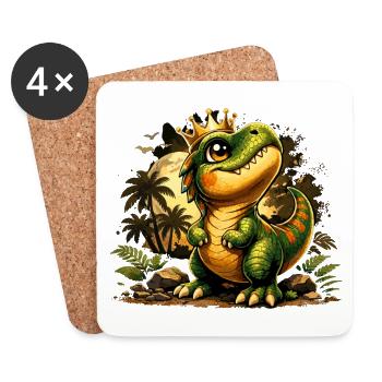 Stolzer kleiner T-Rex – Süßes Dinosaurier Shirt - Untersetzer (4er-Set) - Weiß - Vorne
