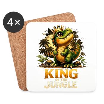 T-Rex King of the Jungle – Stolzer Dino Shirt - Untersetzer (4er-Set) - Weiß - Vorne