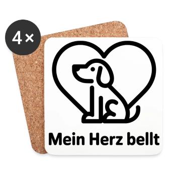 Herz Hundemotiv Liebe zum Tier - Untersetzer (4er-Set) - Weiß - Vorne