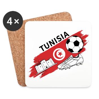 Tunesien Fußball Tunesien Fußball-Fantrikot - Untersetzer (4er-Set) - Weiß - Vorne