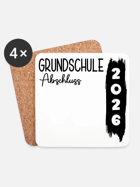 Grundschule Abschluss 2026 - Untersetzer (4er-Set) - Weiß
