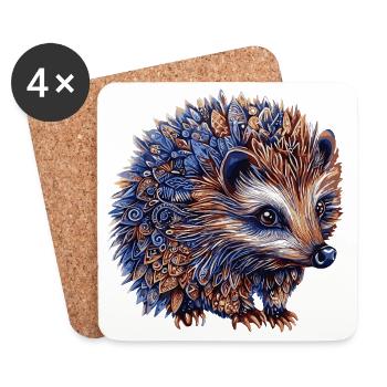 Hedgehog Colorful - Coasters (set of 4) - white - Front
