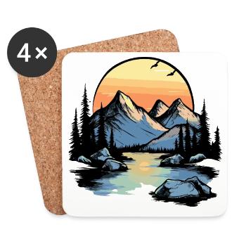 Montagnes Nature - Dessous de verre (lot de 4) - blanc - Devant
