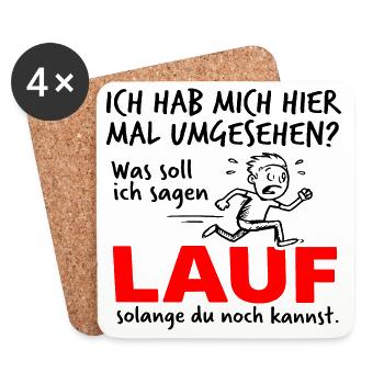 Lauf solange du noch kannst – Lustiges Comic - Untersetzer (4er-Set) - Weiß - Vorne