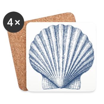 Seashell Sea Vintage Ocean - Coasters (set of 4) - white - Front