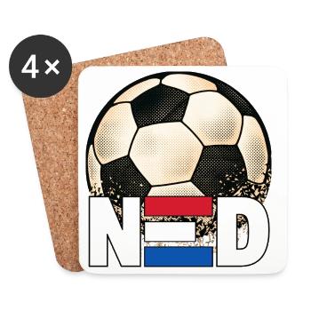 Maillot rétro de fans de football néerlandais de la NED - Dessous de verre (lot de 4) - blanc - Devant