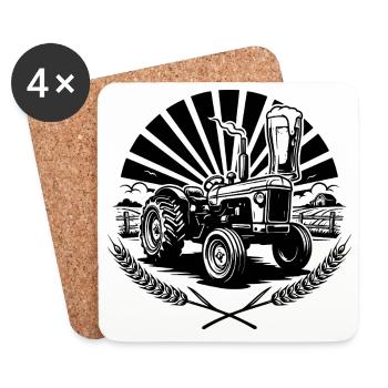 Trecker Schlepper Landmaschine Landwirtschaft - Untersetzer (4er-Set) - Weiß - Vorne
