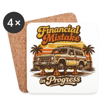 4x4 Humor Financial Error | Retro Gift - Coasters (set of 4) - white - Front