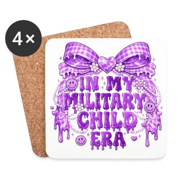 Military Child Era Violet | Cadeau Enfant Militair - Dessous de verre (lot de 4) - blanc - Devant