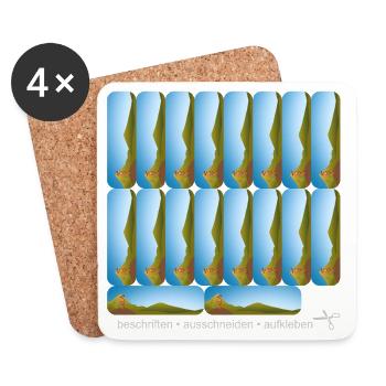 DIY Schulaufkleber Set - Erdmännchen - 18 - Untersetzer (4er-Set) - Weiß - Vorne