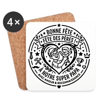 Fête des pères  - Dessous de verre (lot de 4) - blanc - Devant