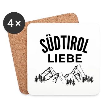Südtirolliebe – Minimalistisches Dolomiten-Shirt - Untersetzer (4er-Set) - Weiß - Vorne