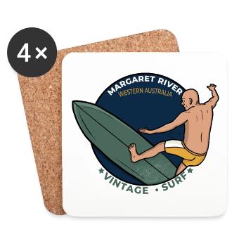 Surf vintage de Margaret River en Australie-Occidentale - Dessous de verre (lot de 4) - blanc - Devant