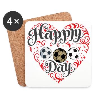 Cœur du football - Dessous de verre (lot de 4) - blanc - Devant