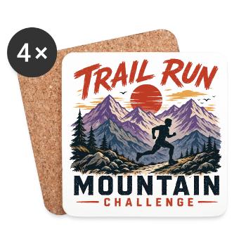 Trail Run – Berg-Herausforderung - Untersetzer (4er-Set) - Weiß - Vorne
