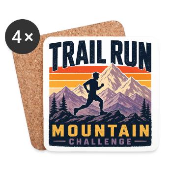 Trail Run – Berg-Herausforderung - Untersetzer (4er-Set) - Weiß - Vorne
