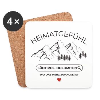 Heinatliebe  - Südtirol  - Dolomiten  - Untersetzer (4er-Set) - Weiß - Vorne