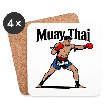Muay Thai Kickboxen - Untersetzer (4er-Set) - Weiß - Vorne