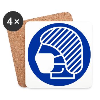 Filet à cheveux et masque facial, médecin, infirmière - Dessous de verre (lot de 4) - blanc - Devant